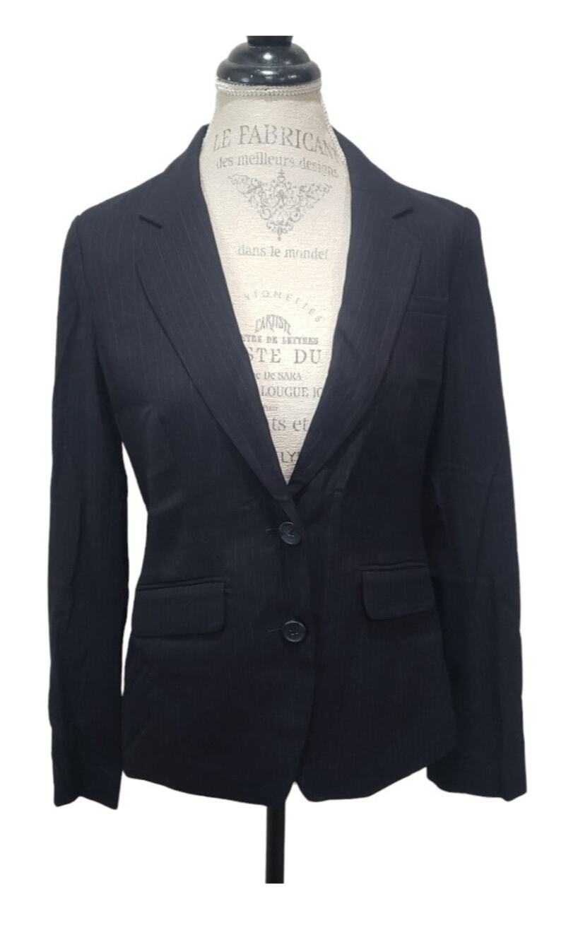 Banana Republic Black Pin Striped Double Button Blazer Suit Jacket BNWT